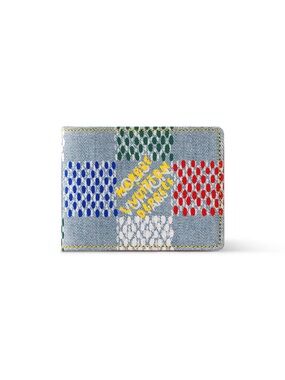 NEW Louis Vuitton Blue Denim Multicolor Pattern Wallet